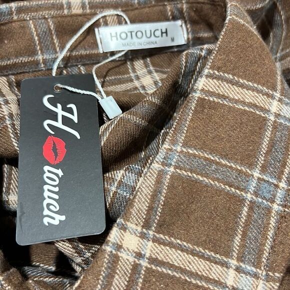 Hotouch Brown Plaid Button front flannel shirt NWT size medium - Picture 11 of 11